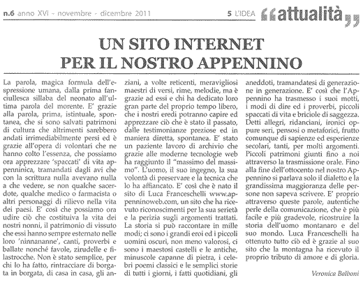 L'Idea - Periodico d'informazione - Attualità - Cultura di Pianoro